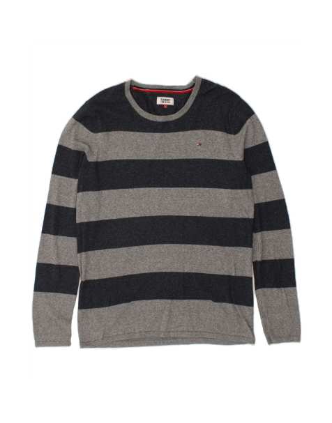 Vintage Tommy Hilfiger Crew Neck Jumper Sweater Large In Grey Colourblock - view 1