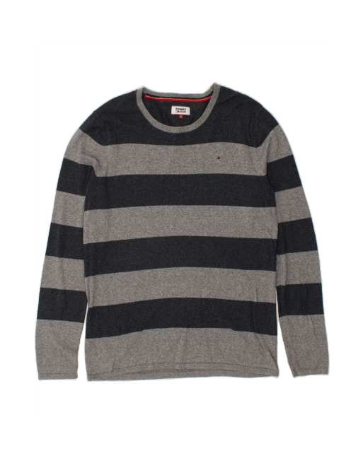 Vintage Tommy Hilfiger Crew Neck Jumper Sweater Large In Grey Colourblock