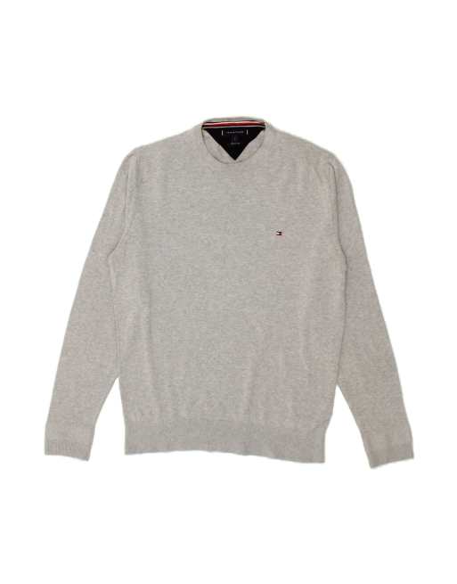 Vintage Tommy Hilfiger Crew Neck Jumper Sweater Large In Grey