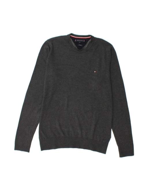 Vintage Tommy Hilfiger Crew Neck Jumper Sweater Large In Grey
