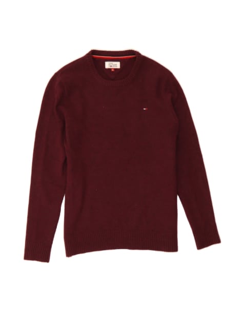 Vintage Tommy Hilfiger Crew Neck Jumper Sweater Large In Maroon Wool - view 1