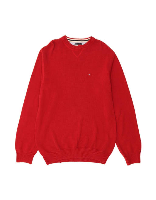 Vintage Tommy Hilfiger Crew Neck Jumper Sweater Large In Red