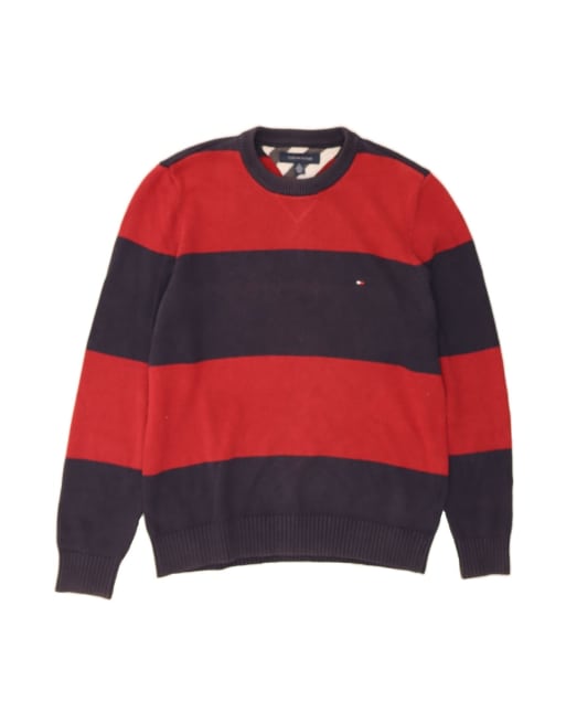 Vintage Tommy Hilfiger Crew Neck Jumper Sweater Medium In Blue Colourblock