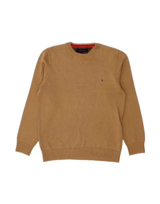 Vintage Tommy Hilfiger Crew Neck Jumper Sweater Medium In Brown