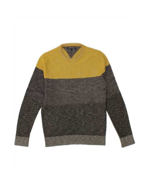 Vintage Tommy Hilfiger Crew Neck Jumper Sweater Medium In Grey Colourblock