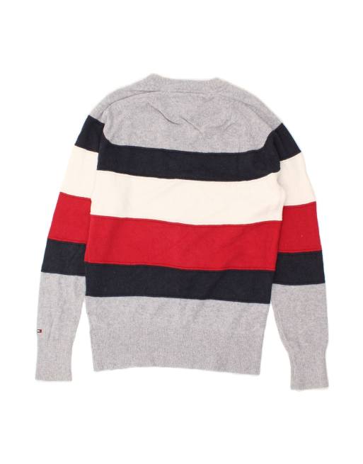 Vintage Tommy Hilfiger Crew Neck Jumper Sweater Medium In Grey Colourblock, 2 of 4
