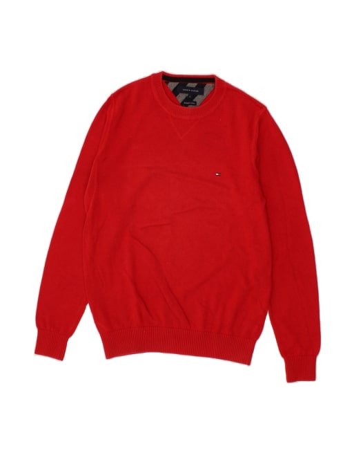 Vintage Tommy Hilfiger Crew Neck Jumper Sweater Small In Red