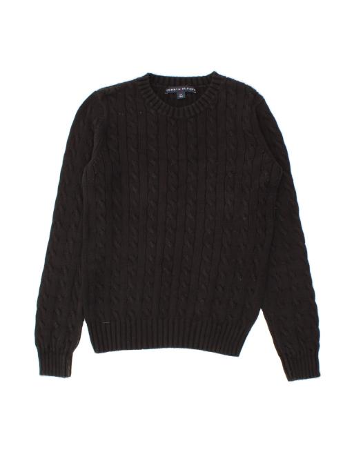 Vintage Tommy Hilfiger Crew Neck Jumper Sweater UK 10 Small In Black