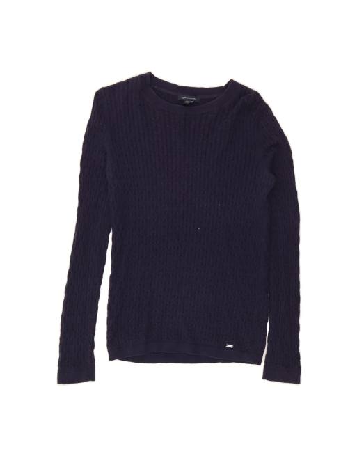 Vintage Tommy Hilfiger Crew Neck Jumper Sweater UK 10 Small In Blue