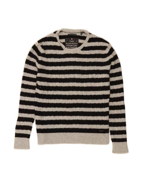 Vintage Tommy Hilfiger Crew Neck Jumper Sweater UK 14 Large In Black Striped - view 1