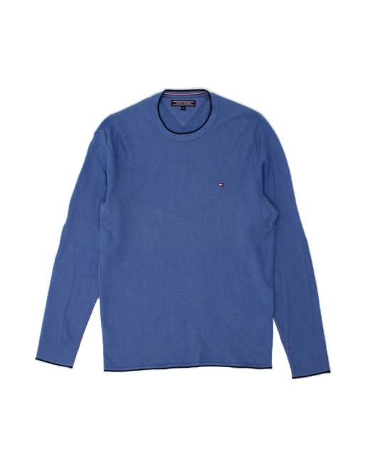 Vintage Tommy Hilfiger Crew Neck Jumper Sweater UK 14 Medium In Blue
