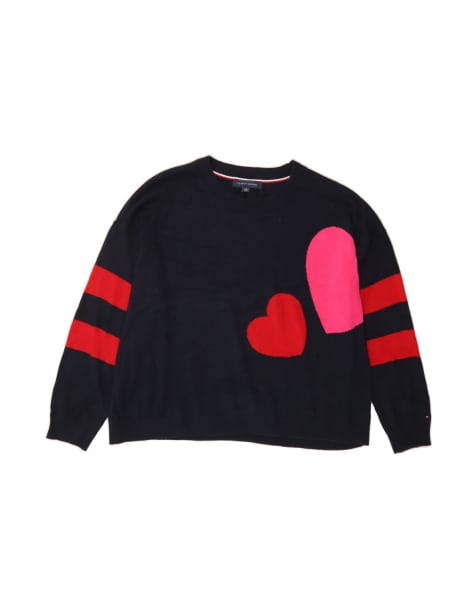Vintage Tommy Hilfiger Crew Neck Jumper Sweater UK 18 XL In Blue Heart - view 1