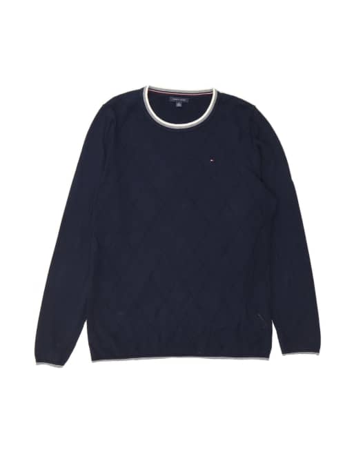 Vintage Tommy Hilfiger Crew Neck Jumper Sweater UK 18 XL In Blue