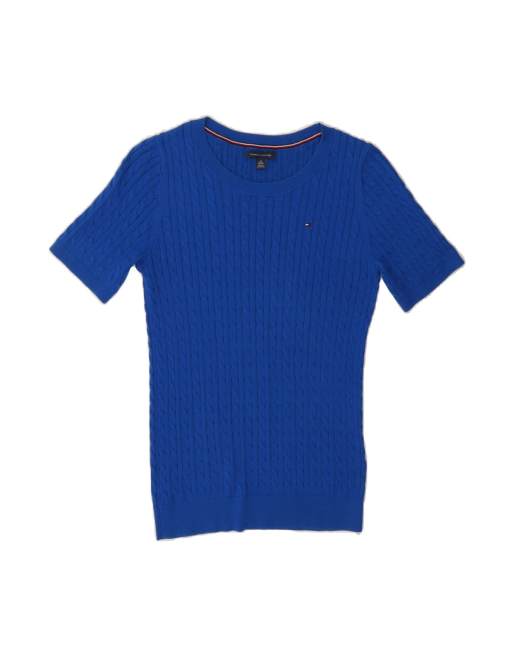Vintage Tommy Hilfiger Crew Neck Jumper Sweater UK 6 XS In Blue