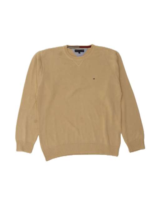 Vintage Tommy Hilfiger Crew Neck Jumper Sweater XL In Beige