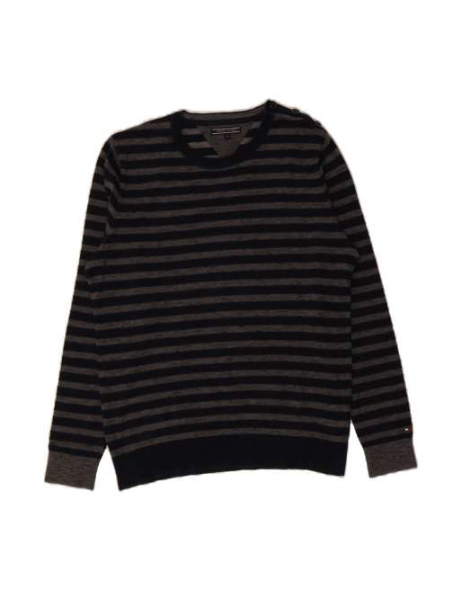 Vintage Tommy Hilfiger Crew Neck Jumper Sweater XL In Blue Striped