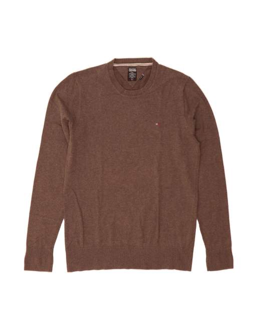 Vintage Tommy Hilfiger Crew Neck Jumper Sweater XL In Brown