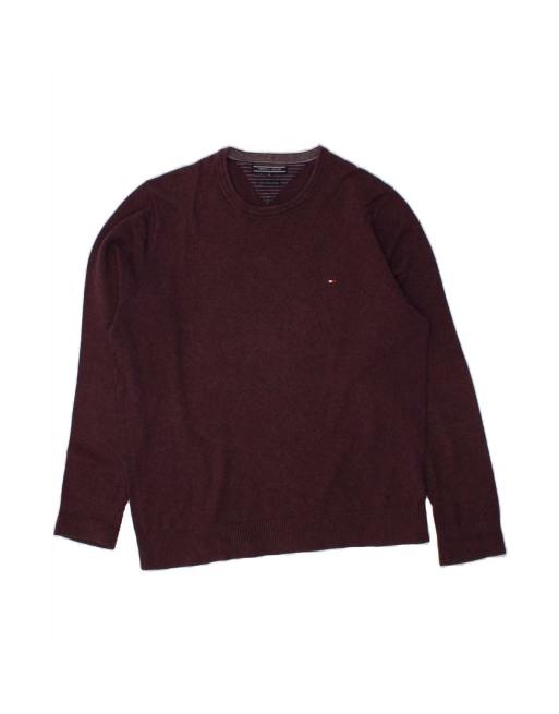 Vintage Tommy Hilfiger Crew Neck Jumper Sweater XL In Burgundy