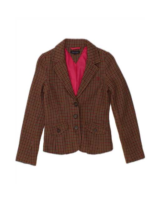 Vintage Tommy Hilfiger Crop 3 Button Blazer Jacket UK 10 Small In Brown