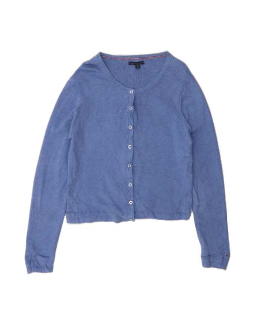 Vintage Tommy Hilfiger Crop Cardigan Sweater UK 14 Medium In Blue