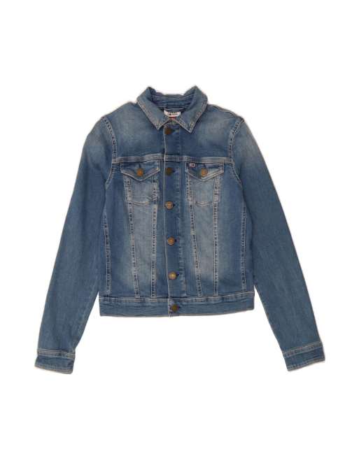 Vintage Tommy Hilfiger Crop Denim Jacket UK 6 XS In Blue