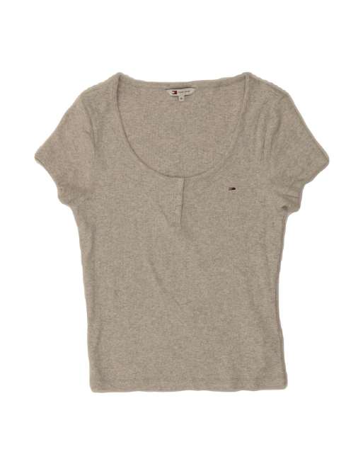 Vintage Tommy Hilfiger Crop T-shirt Top UK 12 Medium In Grey