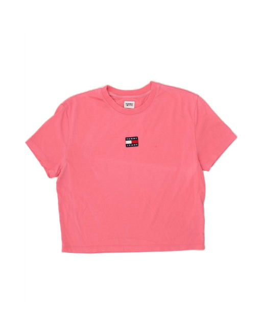 Vintage Tommy Hilfiger Crop T-shirt Top Uk 14 Medium In Pink
