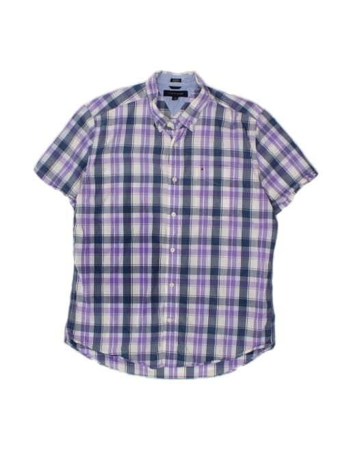 Vintage Tommy Hilfiger Custom Fit Shirt Large In Purple Check