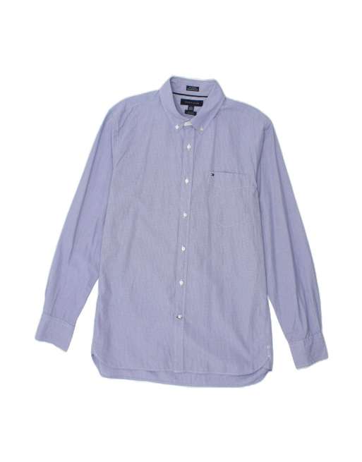 Vintage Tommy Hilfiger Custom Fit Shirt Size 16 1/2 17 Large In Blue Check