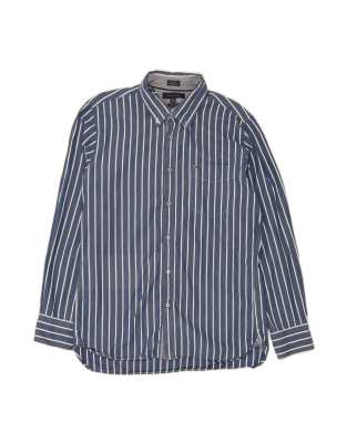 Vintage Tommy Hilfiger Custom Fit Shirt Size 16-17 1/2 Large In Blue Striped