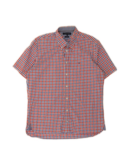Vintage Tommy Hilfiger Custom Fit Short Sleeve Shirt XL In Red Check