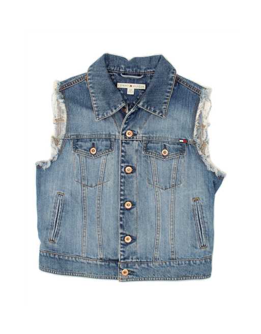 Vintage Tommy Hilfiger Denim Gilet UK 36 Small In Blue