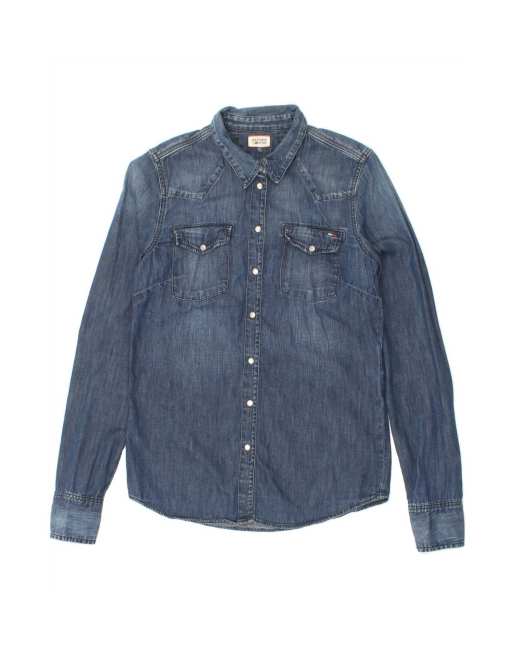 Vintage Tommy Hilfiger Denim Shirt Uk 10 Small In Blue