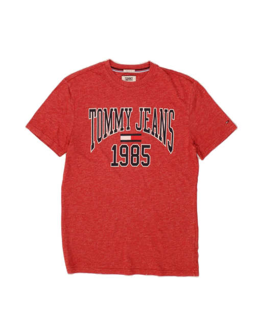 Vintage Tommy Hilfiger Fit Graphic T-shirt Top Small In Red Flecked