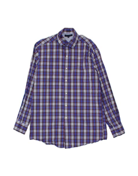 Vintage Tommy Hilfiger Fit Shirt Size 16 Large In Blue Check - view 1