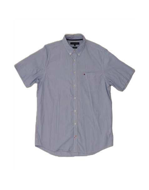Vintage Tommy Hilfiger Fit Short Sleeve Shirt XL In Blue Pinstripe - view 1