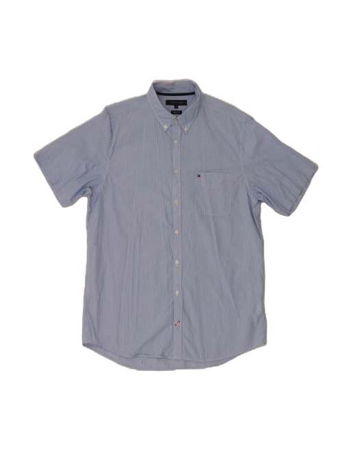 Vintage Tommy Hilfiger Fit Short Sleeve Shirt XL In Blue Pinstripe