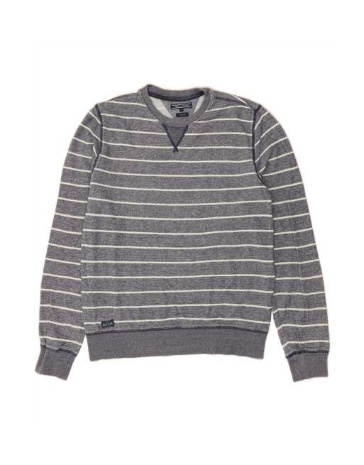 Vintage Tommy Hilfiger Fit Sweatshirt Jumper Large In Grey Striped