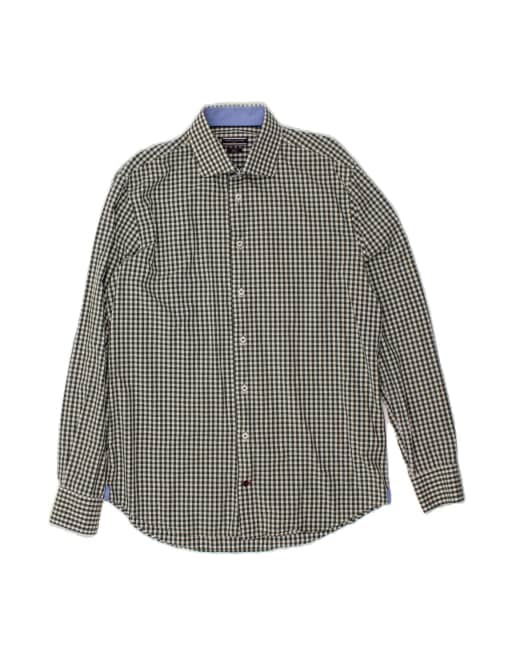 Vintage Tommy Hilfiger Fitted Shirt Size 16 1/2 42 Large In Grey Check
