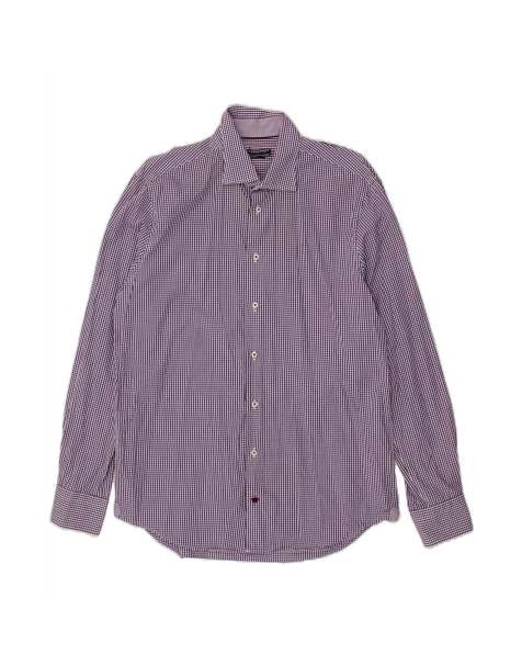 Vintage Tommy Hilfiger Fitted Shirt Size 42 16 1/2 Large In Purple Check - view 1