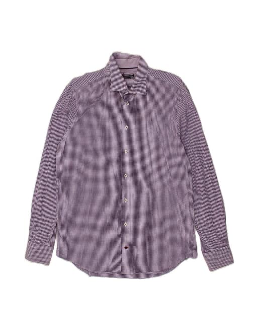 Vintage Tommy Hilfiger Fitted Shirt Size 42 16 1/2 Large In Purple Check