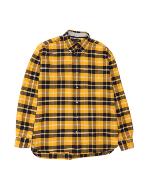 Vintage Tommy Hilfiger Flannel Shirt Medium In Yellow Check