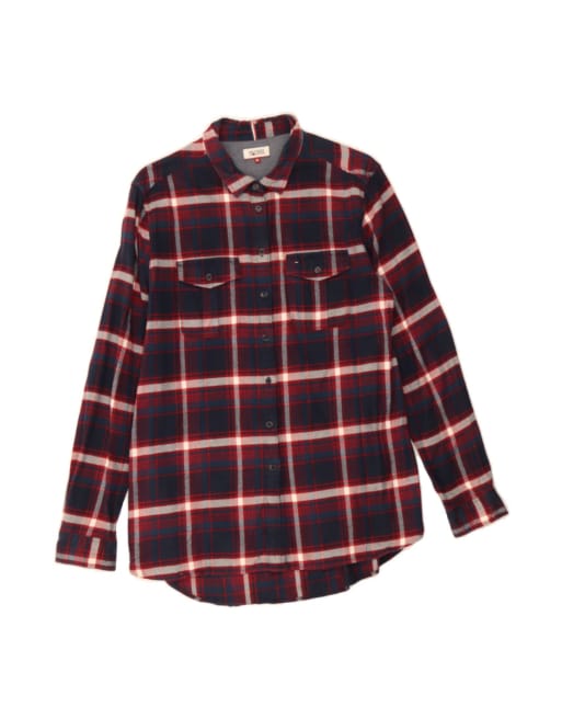 Vintage Tommy Hilfiger Flannel Shirt UK 14 Medium In Blue Check