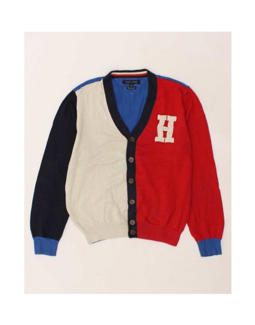 Vintage Tommy Hilfiger Graphic Cardigan Sweater Medium In Multicoloured