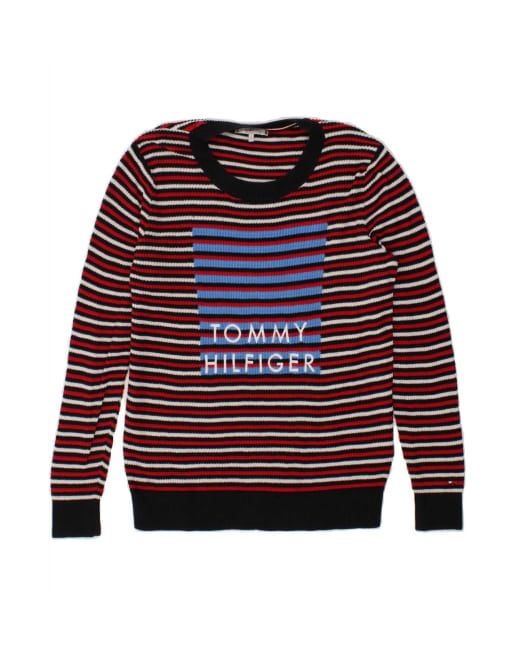 Vintage Tommy Hilfiger Graphic Crew Neck Jumper Sweater Uk 16 Large In Red