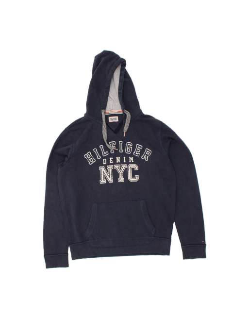 Vintage Tommy Hilfiger Graphic Hoodie Jumper Medium In Blue