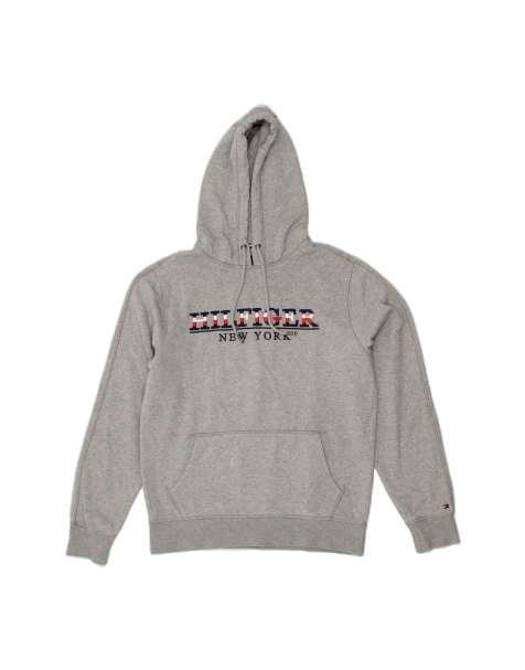Vintage Tommy Hilfiger Graphic Hoodie Jumper Medium In Grey - view 1