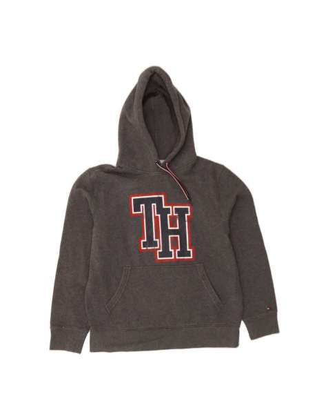 Vintage Tommy Hilfiger Graphic Hoodie Jumper Medium In Grey - view 1