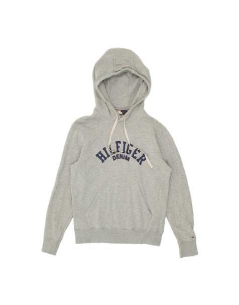 Vintage Tommy Hilfiger Graphic Hoodie Jumper Small In Grey - view 1