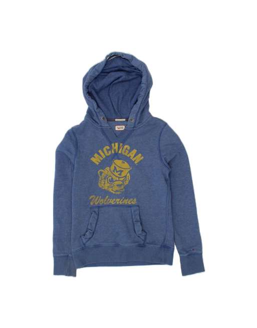 Vintage Tommy Hilfiger Graphic Hoodie Jumper Uk 12 Medium In Blue